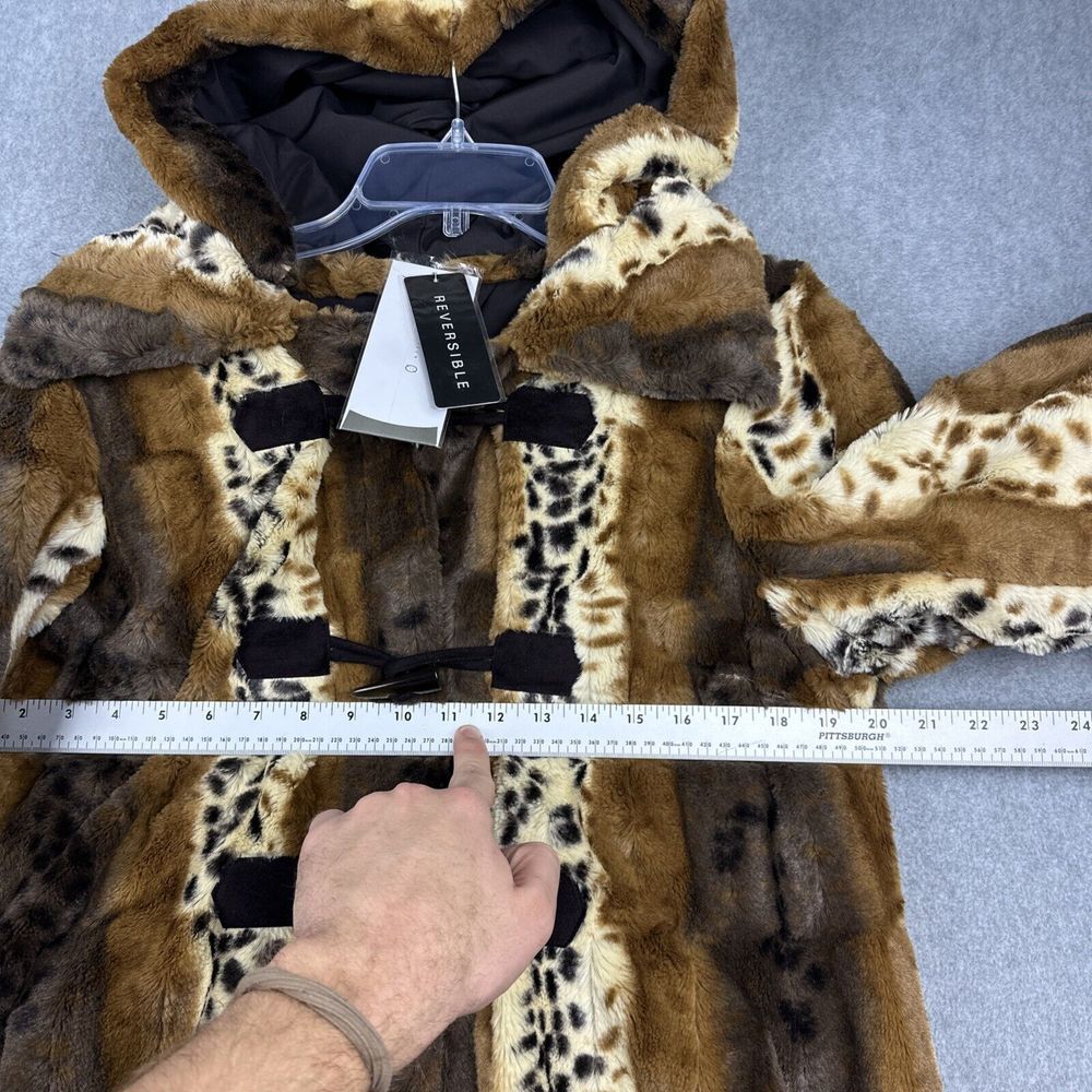 Dennis Basso Reversible Faux Fur Coat Womens XS Penny Lane Mob Wife Overcoat NWT - Picture 3 of 11
